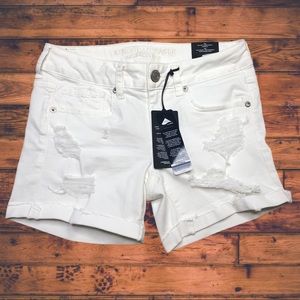 American Eagle Jeans Shorts Distressed White Midi Denim